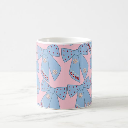 ピンクとブルーの弓 コーヒーマグカップ (中央)