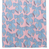 ピンクとブルーの弓 シャワーカーテン (正面)