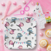 ピンクとブルーの忍者パーティー紙プレート ペーパープレート (パーティー)