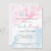 ピンクとブルーの性別がテンプレートを明かす 招待状 (正面)