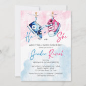ピンクとブルーの性別がテンプレートを明かす 招待状 (正面)