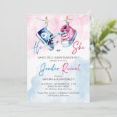 ピンクとブルーの性別がテンプレートを明かす 招待状 (スタンド正面)