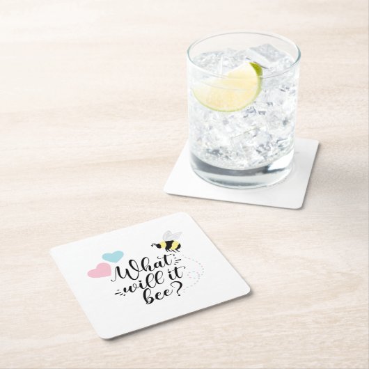 ピンクとブルーの性別が何を明らかにするのか スクエアペーパーコースター (インサイチュ)