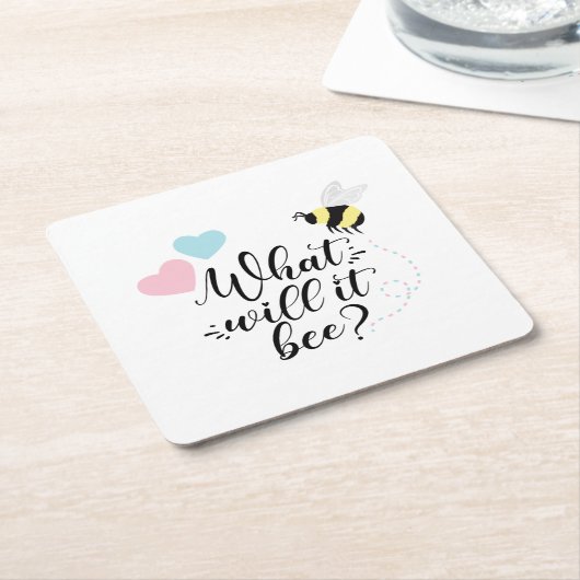 ピンクとブルーの性別が何を明らかにするのか スクエアペーパーコースター (アングル)