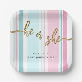 ピンクとブルーの性別が明らかになる ペーパープレート