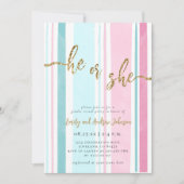 ピンクとブルーの性別が明らかになる 招待状 (正面)