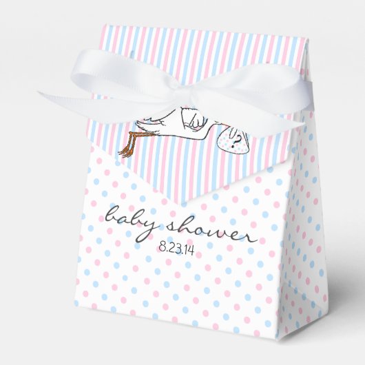ピンクとブルーの性別が赤ちゃんシャワーを明らかにする フェイバーボックス (正面サイド)