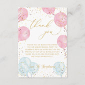 ピンクとブルーの性別の表示サンキューカード エンクロージャーカード (正面)