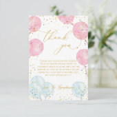 ピンクとブルーの性別の表示サンキューカード エンクロージャーカード (スタンド正面)