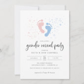 ピンクとブルーの性別発表招待状 招待状 (正面)