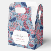 ピンクとブルーの手描きフローラブロックプリント フェイバーボックス (オープン)