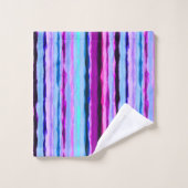 ピンクとブルーの抽象芸術ストライプ バスタオルセット (ウォッシュタオル)