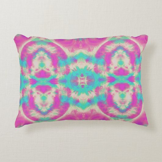 ピンクとブルーの抽象芸術パターン アクセントクッション (正面)