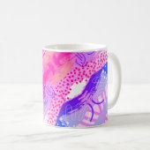 ピンクとブルーの抽象芸術マグカップ – ソフトパステルシェイプ コーヒーマグカップ (正面右)