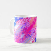 ピンクとブルーの抽象芸術マグカップ – ソフトパステルシェイプ コーヒーマグカップ (正面左)