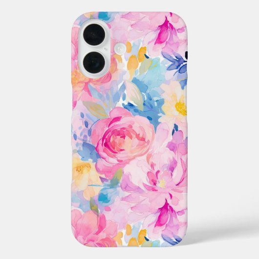 ピンクとブルーの抽象芸術水色の花 Case-Mate iPhoneケース (裏面)