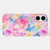 ピンクとブルーの抽象芸術水色の花 Case-Mate iPhoneケース (裏面 (横))