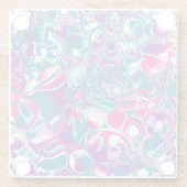 ピンクとブルーの抽象芸術流体アート ガラスコースター (裏面)