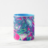 ピンクとブルーの抽象芸術流体アート マグカップ (中央)