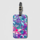 ピンクとブルーの抽象芸術流体アート ラゲッジタグ (正面縦)