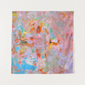 ピンクとブルーの抽象芸術絵画ズ タペストリー (正面(横))