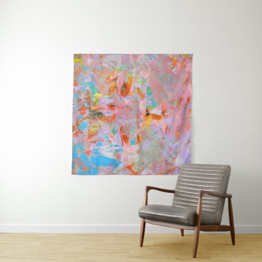 ピンクとブルーの抽象芸術絵画ズ タペストリー (インサイチュ(横))