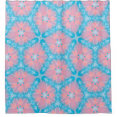 ピンクとブルーの抽象芸術 シャワーカーテン (正面)