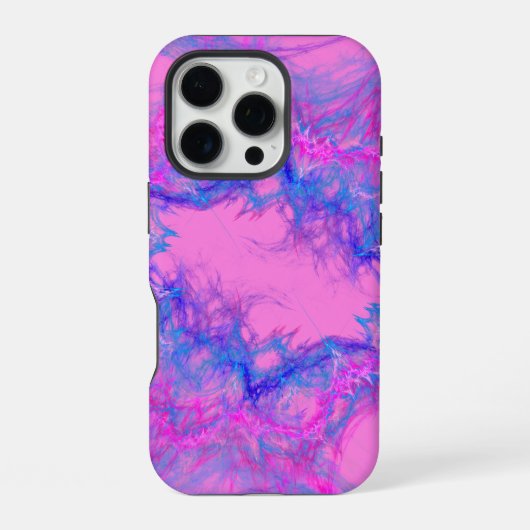 ピンクとブルーの抽象芸術 iPhoneケース (裏面)