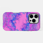 ピンクとブルーの抽象芸術 iPhoneケース (裏面横)
