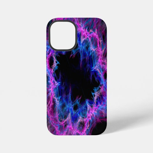 ピンクとブルーの抽象芸術 iPhoneケース (裏面)