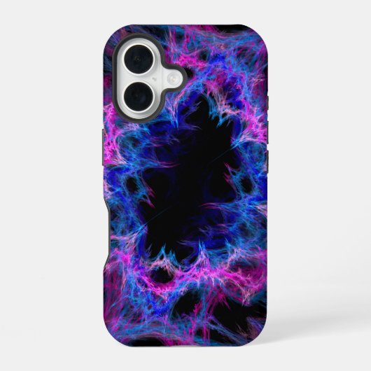ピンクとブルーの抽象芸術 iPhone 16ケース (裏面)
