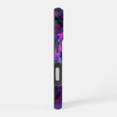 ピンクとブルーの抽象芸術 iPhone 16ケース (右側面)
