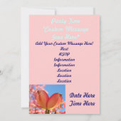 ピンクとブルーの招待状 ドゴンドの木 花 花弁 招待状 (裏面)