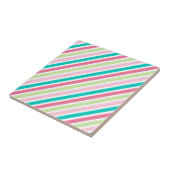 ピンクとブルーの明るいストライプ タイル (側面)