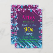 ピンクとブルーの星たち 招待状 (正面/裏面)