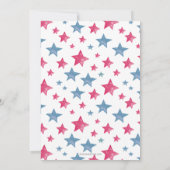 ピンクとブルーの星ジェンダーが赤ちゃんのシャワーを明らかにする 招待状 (裏面)