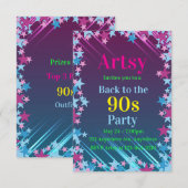 ピンクとブルーの星 招待状 (正面/裏面)