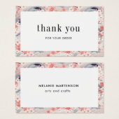 ピンクとブルーの桜フローラ注文サンキューカード (正面&裏面)