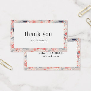 ピンクとブルーの桜フローラ注文サンキューカード