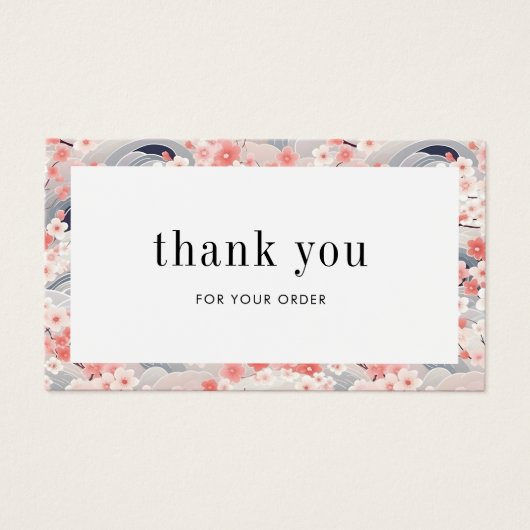 ピンクとブルーの桜フローラ注文サンキューカード (正面)
