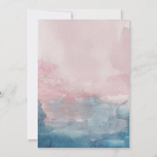 ピンクとブルーの水の色それは男の子のシャワーである 招待状 (裏面)