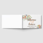 ピンクとブルーの水の色のフローラ結婚のゲストボー ゲストブック (全面)