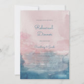 ピンクとブルーの水の色のリハーサルディナー 招待状 (正面)