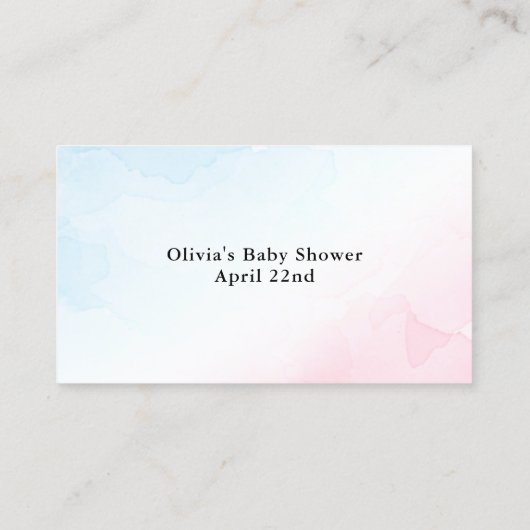 ピンクとブルーの水の色のレジストリのシャワー挿入カード 名刺 (裏面)