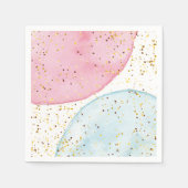 ピンクとブルーの水の色の性別を表示パーティーナプキン スタンダードカクテルナプキン (正面)