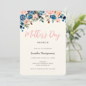 ピンクとブルーの水の色の花母の日ブランチ 招待状 (スタンド正面)