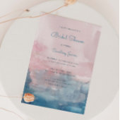 ピンクとブルーの水カラーブライダルシャワー 招待状