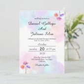 ピンクとブルーの水カラー結婚式招待状 招待状 (スタンド正面)