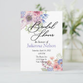 ピンクとブルーの水彩フローラ招待 招待状 (スタンド正面)