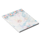ピンクとブルーの水彩フローラ パーソナライズされた ノートパッド (アングル)